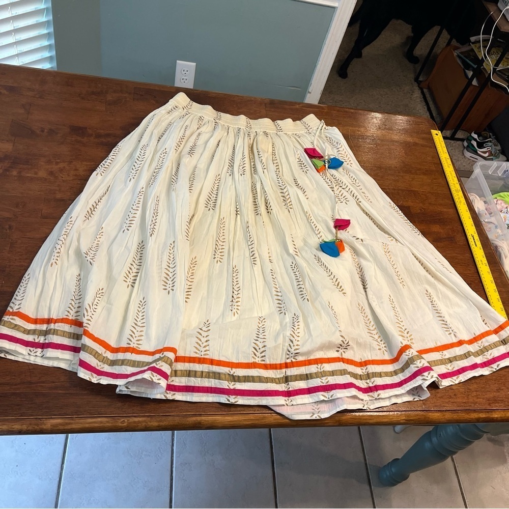 Calypso St. Barth Cream Skirt with Colorful Trim